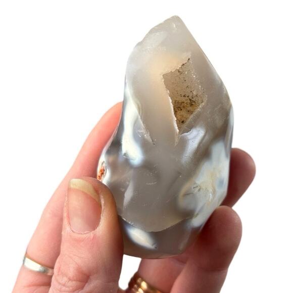 Natural Orca Agate Druzy Crystal Flame Torch Carving Agate Stone Mineral - Picture 2 of 6